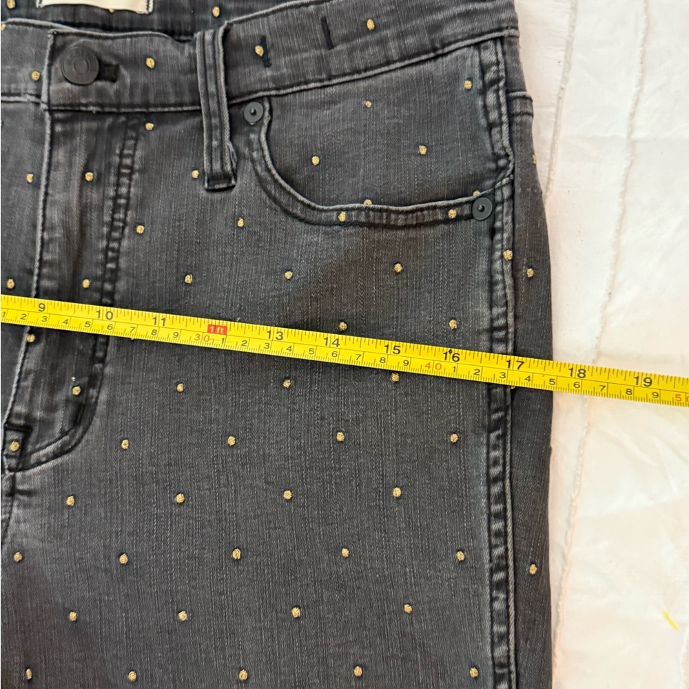 Madewell Women's Black Grey 10" High Rise Skinny Jeans Metallic Dot Edition 30 - Picture 12 of 16